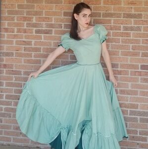 Vintage Green Gingham Gown
